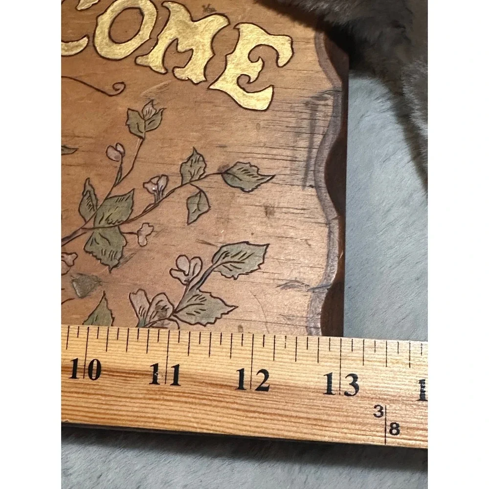 Vtg Welcome Sign Wood Bird Nest Plaque Rustic Cottagecore Wall Art